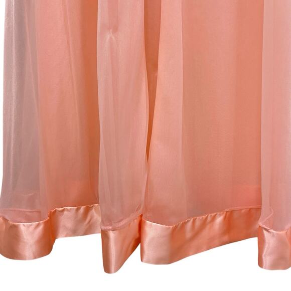 Vintage 60s Gossard Artemis Peach Chiffon Nightgown & Robe Peignoir Set Size S - Picture 7 of 16